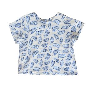 Blouse en double gaze Feuilles Indigo