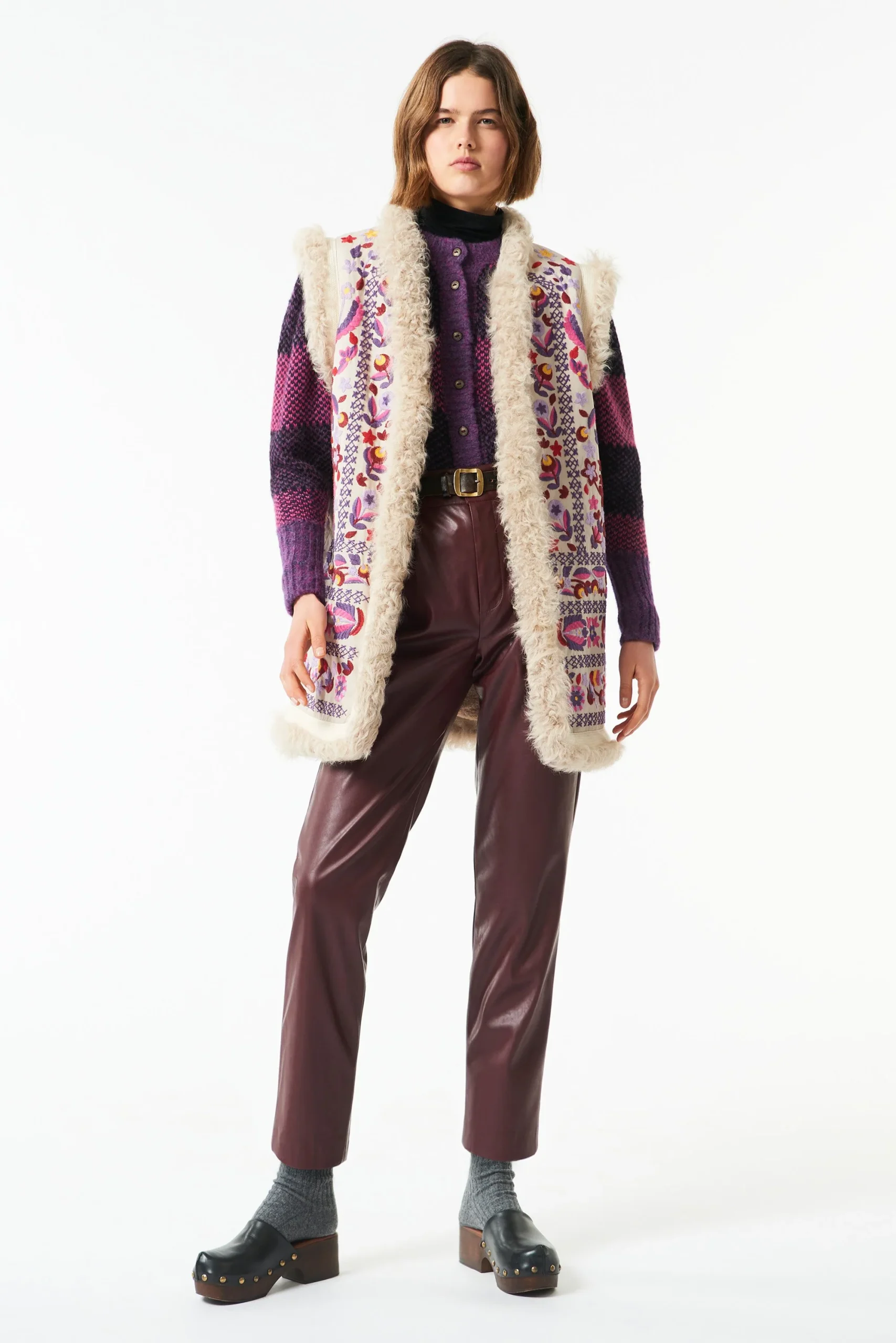 Gilet long en fourrure Huga - Beige – Image 2