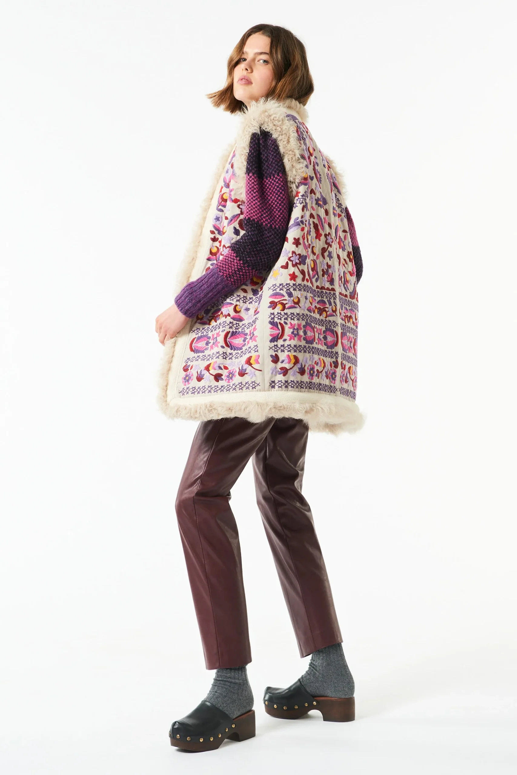 Gilet long en fourrure Huga - Beige – Image 3