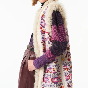 Gilet long en fourrure Huga - Beige