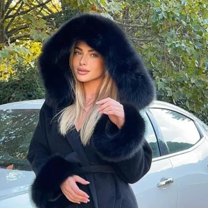 Cachemire et renard fourrure manche