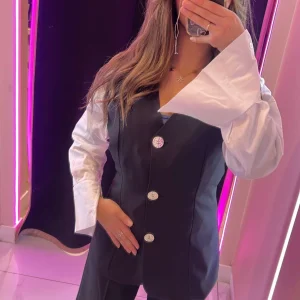 Ensemble blazer sans manche