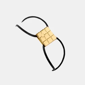 Bracelet cordon noir Lucia – Plaqué or – Bau Paris