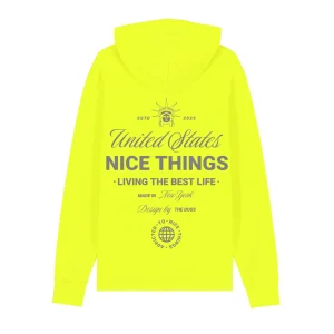 Sweat Capuche Jaune Fluo   –  NYC Héritage