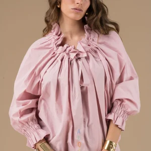 Top Roxane Vieux Rose col lavallière