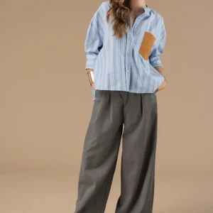 Blouse Cyrielle Rayures bleues claires