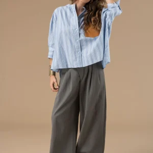 Pantalon ample Azaée Gris avec des pattes longues