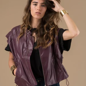 Veste Alma Bordeaux mi-longue sans manches