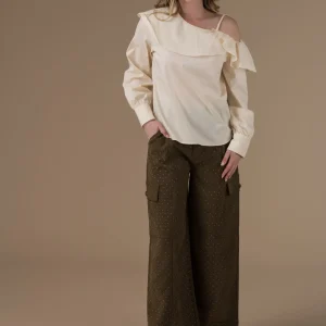 Blouse Hortense col à volant ivoire