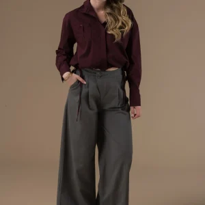 Blouse Dalhia à col ouvert et manches longues