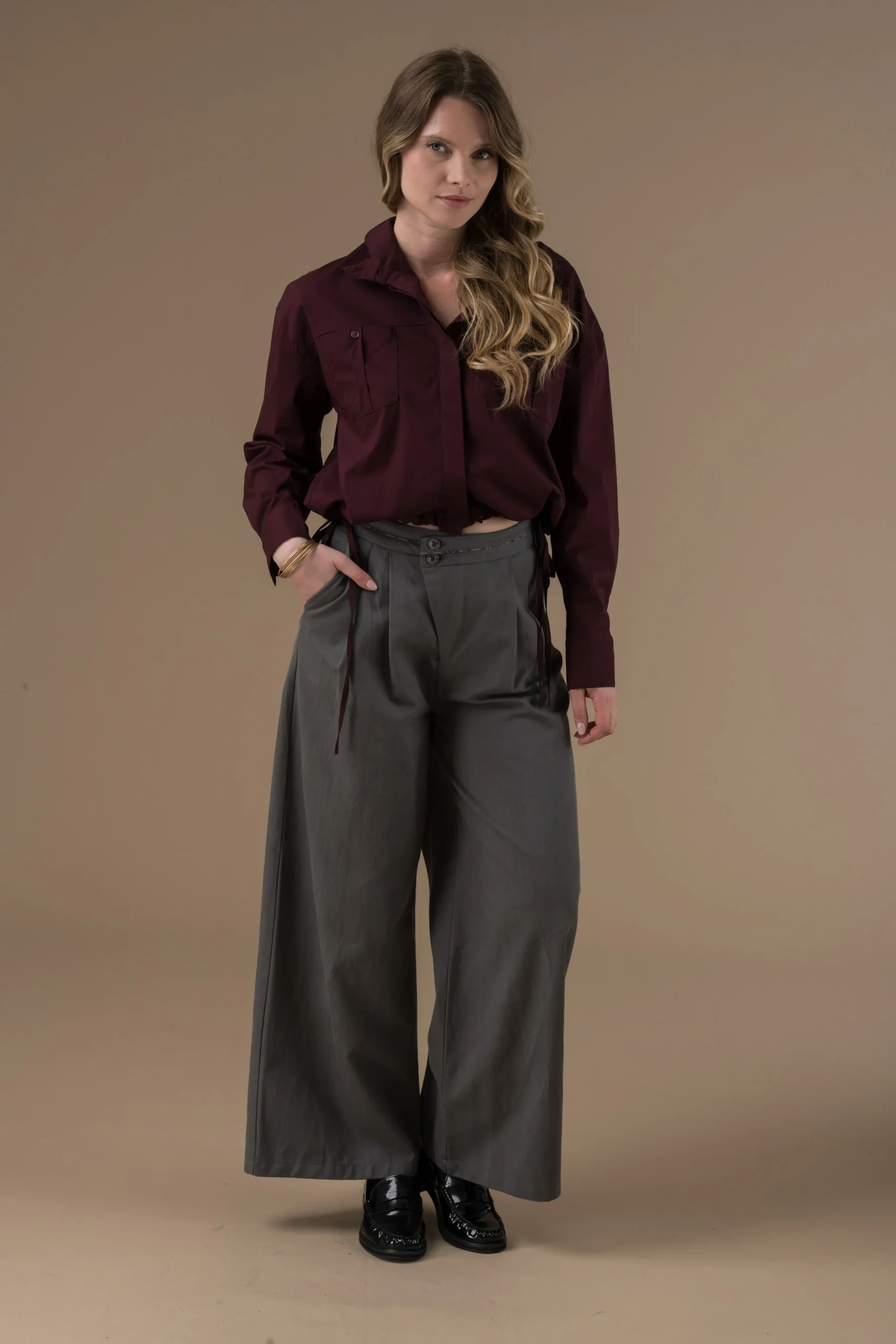 Blouse Dalhia à col ouvert et manches longues