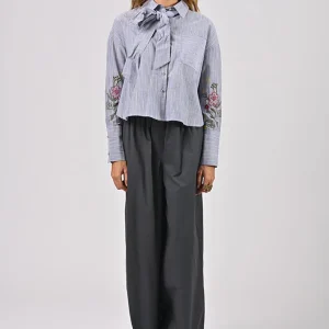 Chemise brodée Eden gris