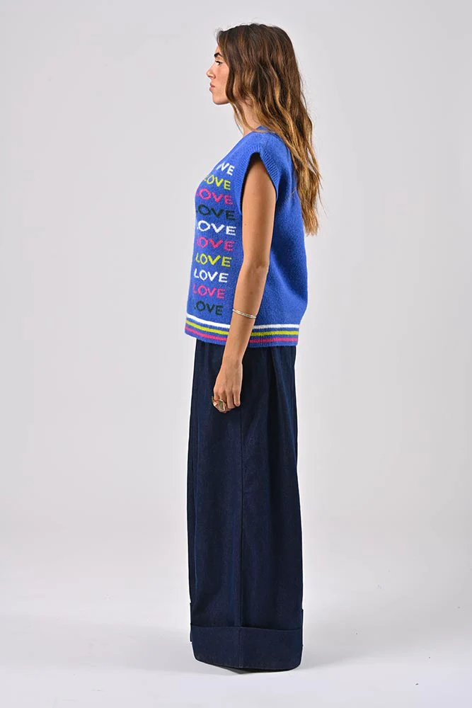 Pull sans manches Edward Bleu – Image 2