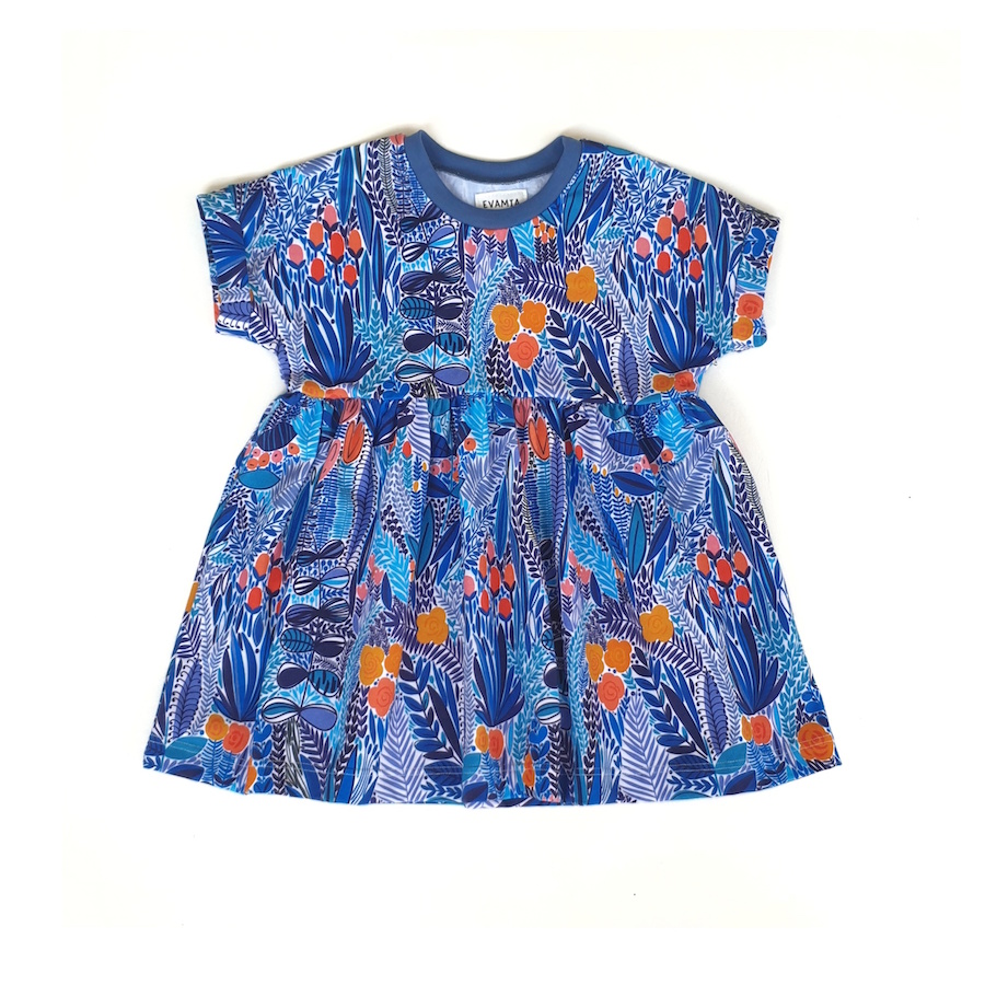 Robe Billie Jersey Jungle Bleue