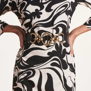 Ceinture noire taille élastiquée boucle baroque