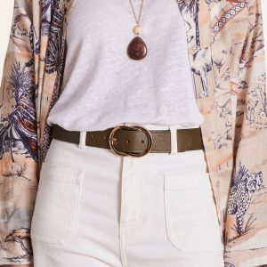 Ceinture marron en cuir boucle fantaisie