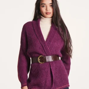 Gilet violet ample à col châle