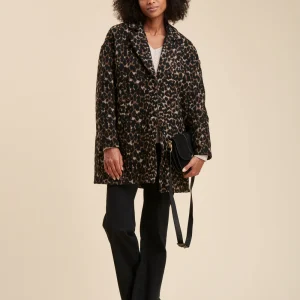 Manteau 3/4 jacquard peau de bête