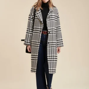 Manteau long motif prince de Galles