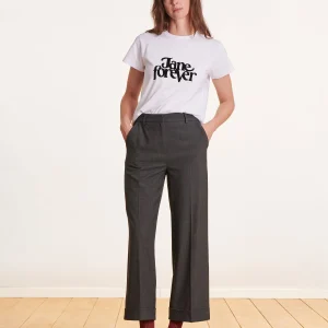 Pantalon gris foncé 7/8ème droit et large