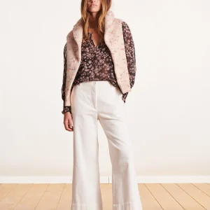 Pantalon écru large 7/8ème en velours côtelé