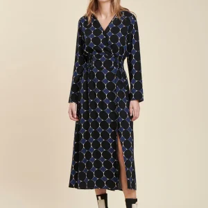 Robe portefeuille longue à imprimé graphique en viscose Ecovero