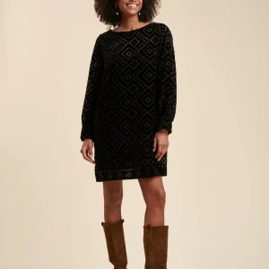 Robe courte coupe droite en velours dévoré