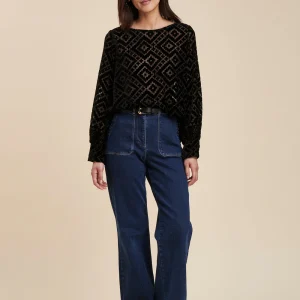 Top coupe droite en velours dévoré