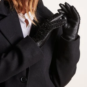 Gants noirs à paillettes