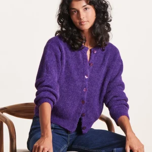 Gilet violet ample à côtes