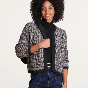 Gilet noir en maille irisée encolure ronde