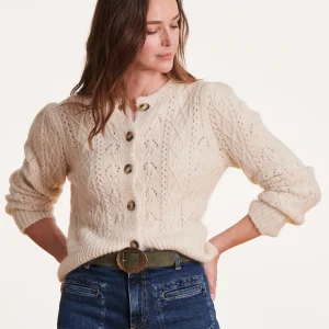 Gilet écru encolure ronde et manches longues