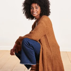 Gilet long camel ouvert