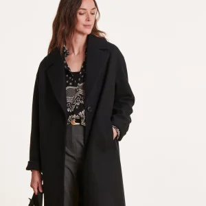 Manteau mi-long noir coupe ample