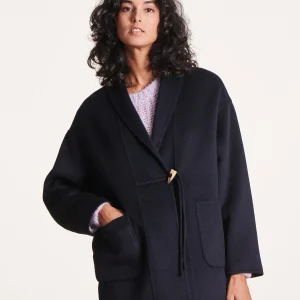 Manteau court bleu marine en laine