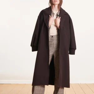 Manteau long marron oversize
