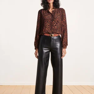 Pantalon large noir similicuir