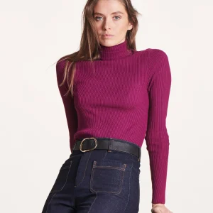 Pull chaussette violet à col roulé