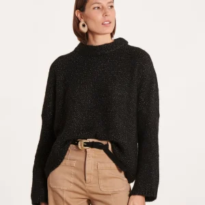 Pull noir oversize en maille irisée