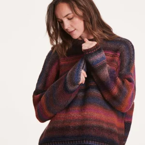 Pull rayé violet oversize en laine