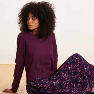 Pull prune maille fine