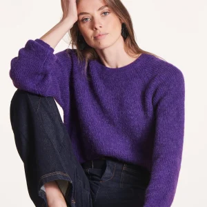 Pull violet droit col rond