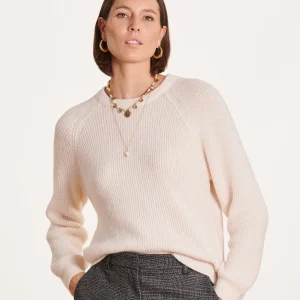 Pull écru ample tricotage à côtes