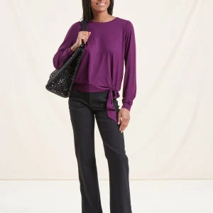 T-shirt prune manches longues en jersey lurex