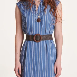 Ceinture textile marron élastiquée