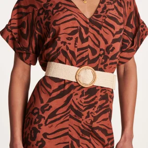 Ceinture écrue élastiquée boucle bambou