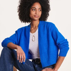 Gilet bleu roi court ouvert à manches longues