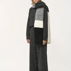 Écharpe tricolore en maille mousseuse épaisse