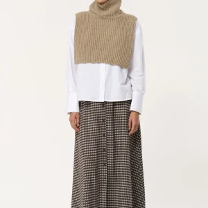 Plastron taupe col roulé