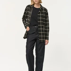 Chemise noire droite à carreaux